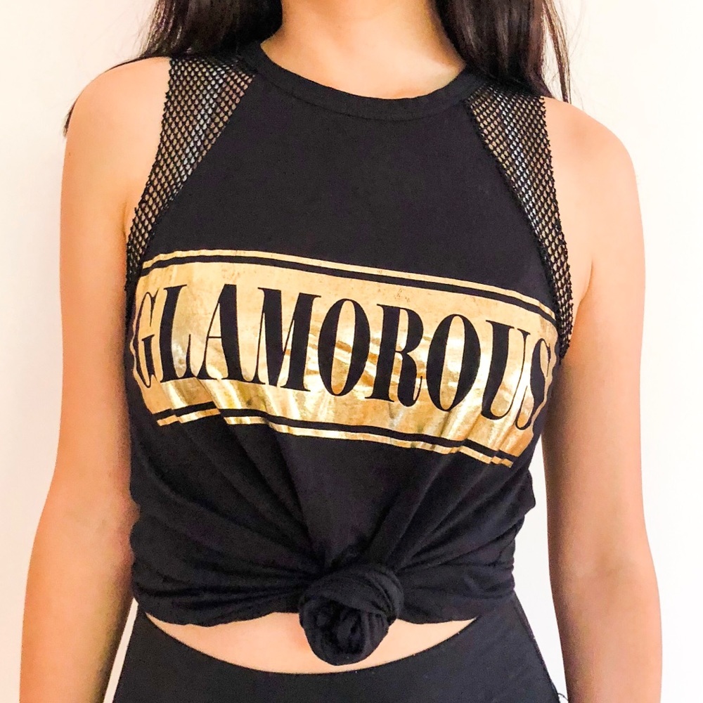 “GLAMOUROUS” Black Tank Top